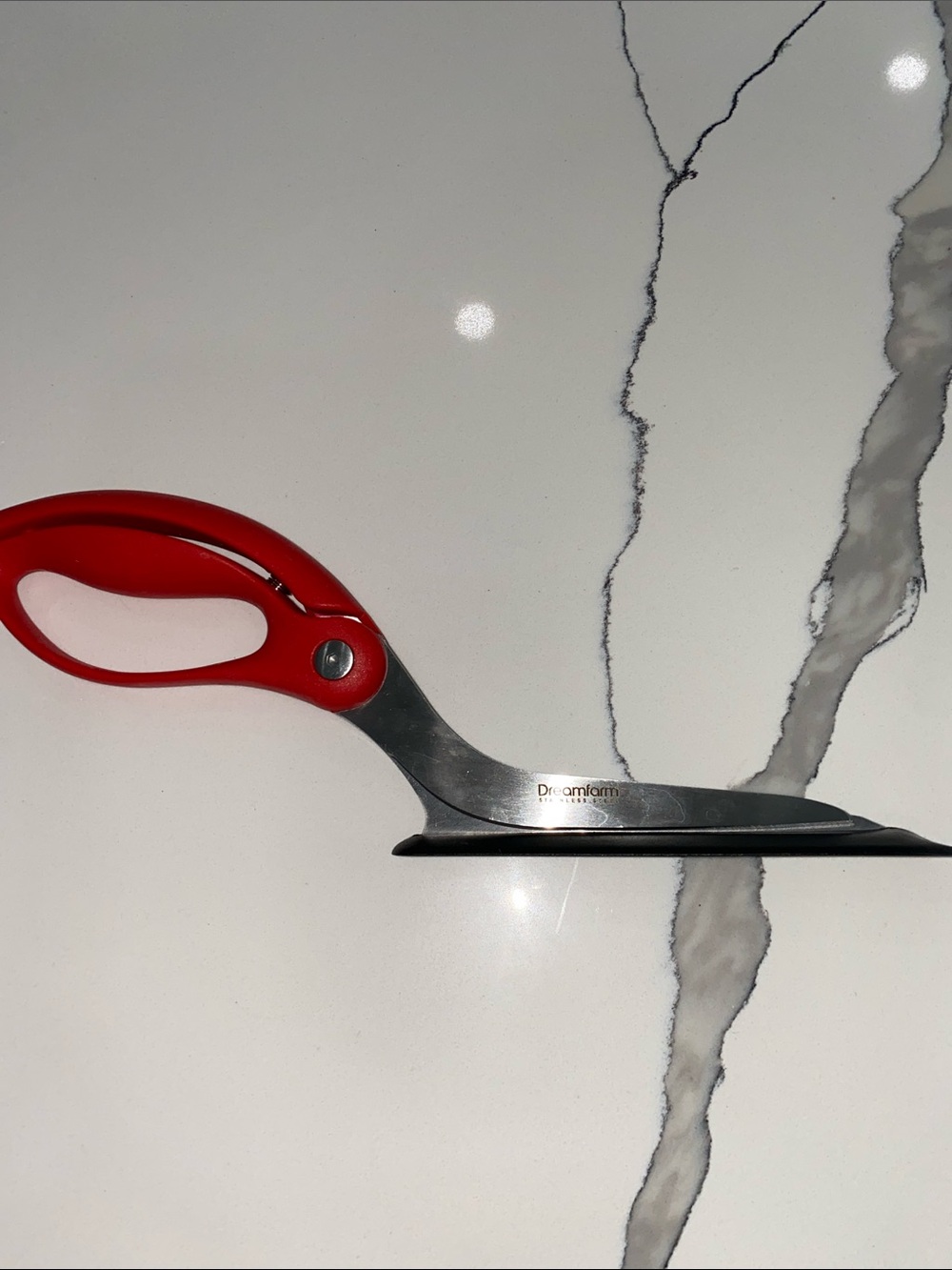 Red Kitchen Shears with Integrated Scraper -
